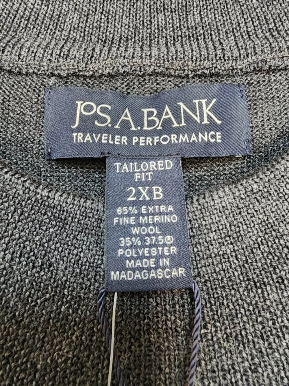 2X Gray Mockneck Sweater New Merino Wool Blend Charcoal Jos A Bank 2XB Traveler
